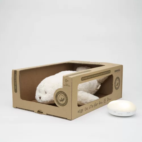 Moonie 2.0 the Organic Humming Seal - dallammal és lámpával, alvástámogató éjjeli fény, fóka  - polar