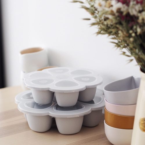 Béaba Szilikon multifunkciós bébiétel tároló - 6 x 150 ml - Halvány köd -