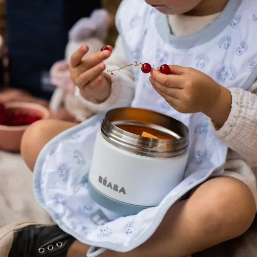 Béaba Rozsdamentes acél Tároló doboz - 500 ml - Halvány köd - Kék - Fehér -