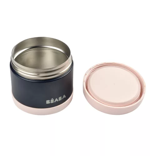 Béaba Rozsdamentes acél Tároló doboz - 500 ml - Halvány rózsaszín - Sötétkék -