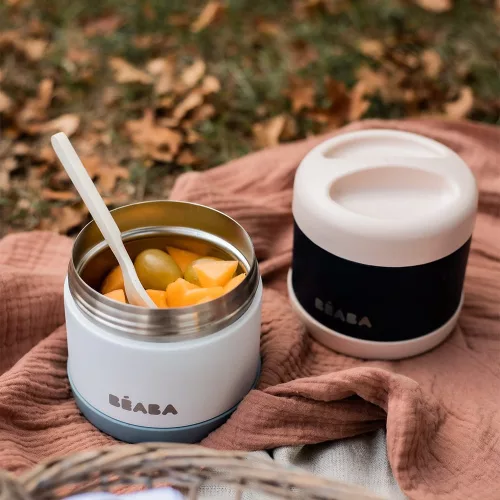 Béaba Rozsdamentes acél Tároló doboz - 500 ml - Halvány rózsaszín - Sötétkék -