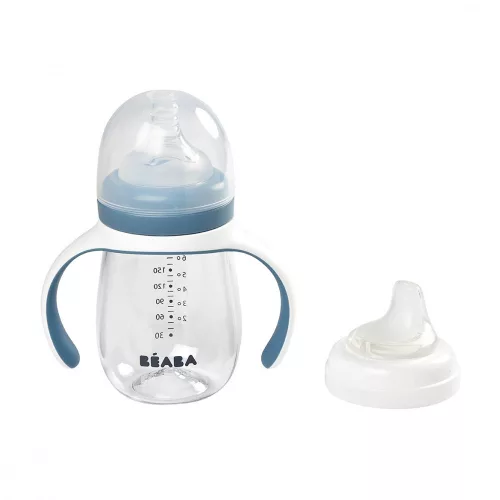 Béaba 2 az 1-ben Tanuló cumisüveg 210 ml - Viharkék