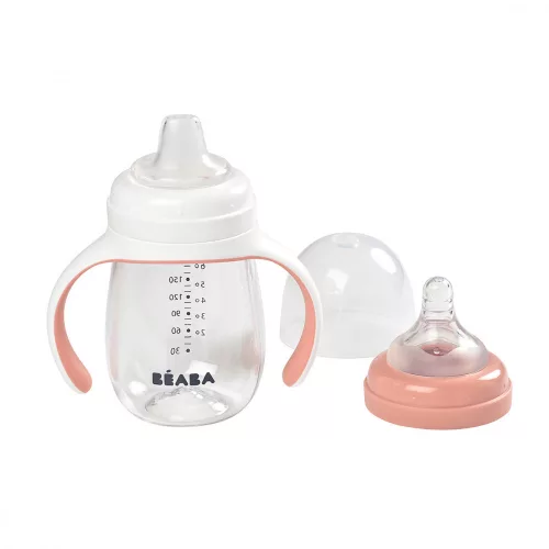 Béaba 2 az 1-ben Tanuló cumisüveg 210 ml - Sötét rózsaszín