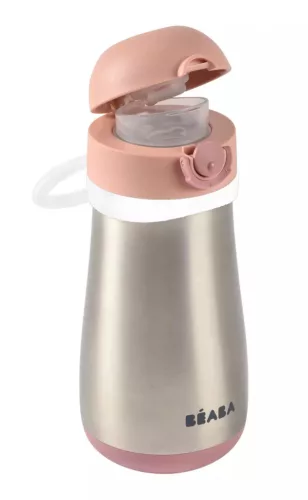 Béaba Rozsdamentes Acél Palack + Fogantyú - 350 ml - Sötét rózsaszín -