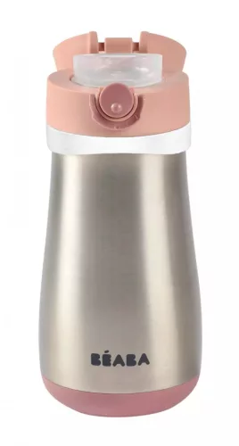 Béaba Rozsdamentes Acél Palack + Fogantyú - 350 ml - Sötét rózsaszín -
