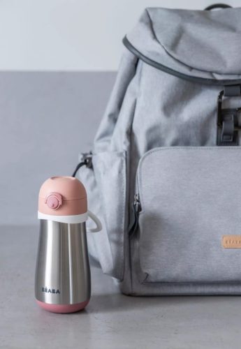 Béaba Rozsdamentes Acél Palack + Fogantyú - 350 ml - Sötét rózsaszín -