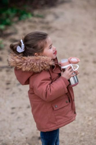 Béaba Rozsdamentes Acél Palack + Fogantyú - 350 ml - Sötét rózsaszín -