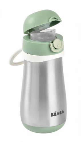 Béaba Rozsdamentes Acél Palack + Fogantyú - 350 ml - Zsályazöld -