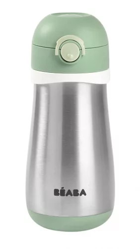 Béaba Rozsdamentes Acél Palack + Fogantyú - 350 ml - Zsályazöld -