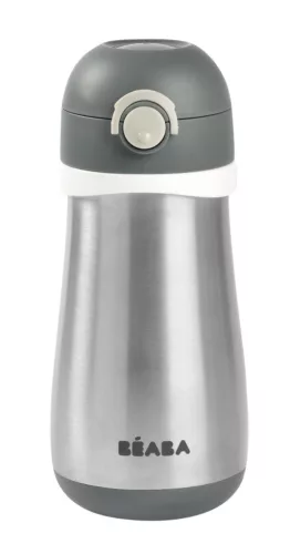 Béaba Rozsdamentes Acél Palack + Fogantyú - 350 ml - Sötétszürke -