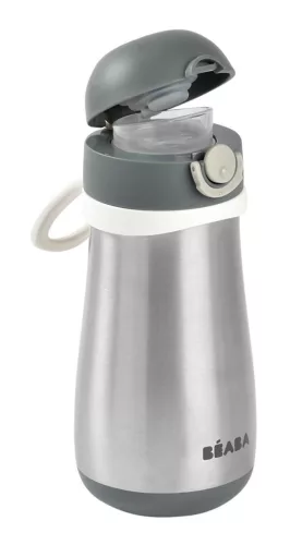 Béaba Rozsdamentes Acél Palack + Fogantyú - 350 ml - Sötétszürke -