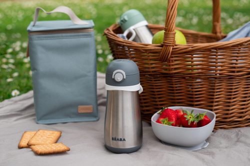 Béaba Rozsdamentes Acél Palack + Fogantyú - 350 ml - Sötétszürke -