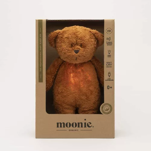 Moonie 2.0 the Organic Humming Friend dallammal és lámpával maci- CARAMEL