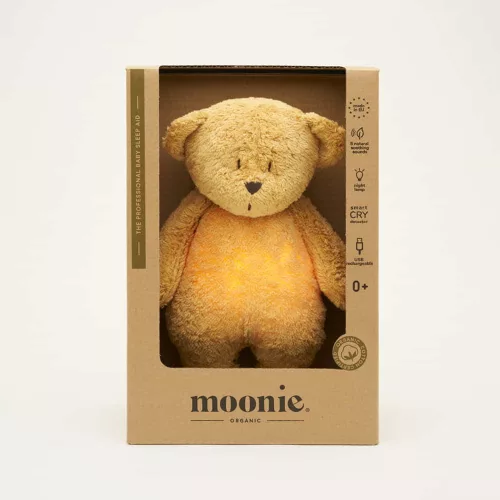 Moonie 2.0 the Organic Humming Friend dallammal és lámpával maci- HONEY