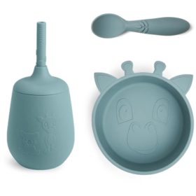   NUUROO Szilikon zsiráfos étkészlet  3 részes- Világokék