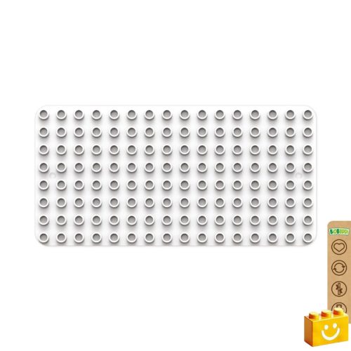 BiOBUDDi BB-0017 | építőjáték alaplap nagy méretű kockákhoz - 100% kompatibilis minden más kedvelt márka nagy méretű kockáival | 8x16 bütyök fehér