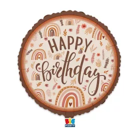   Kerek fólia lufi "Happy Birthday" felirattal - 45 cm-es