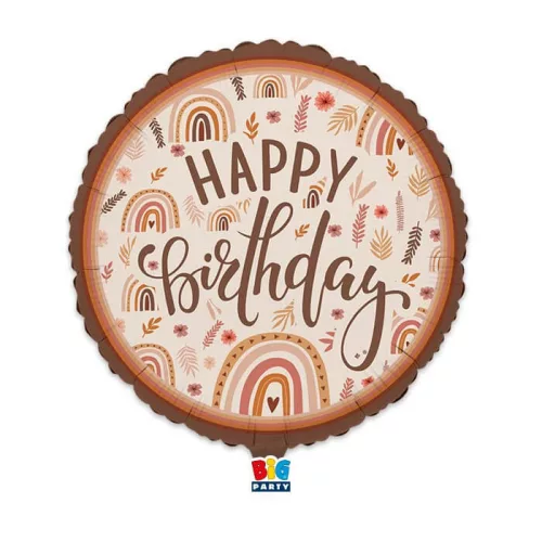 Kerek fólia lufi "Happy Birthday" felirattal - 45 cm-es