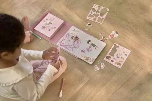 Little Dutch mágneses rajzoló készlet letörölhető ficcel - Rosa