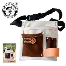 Szerszámtartó övtáska, szövetből és bőrből