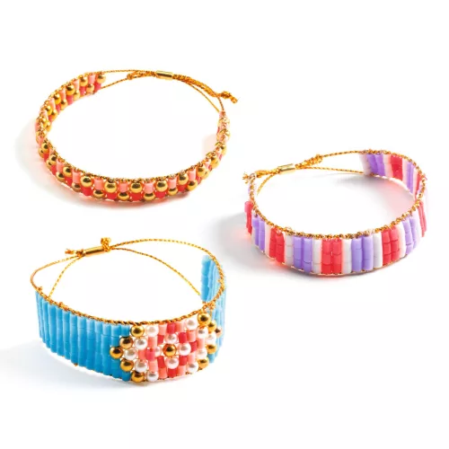 Ékszerkészítő készlet - Karkötők szövése különböző gyöngyökből - Large beads