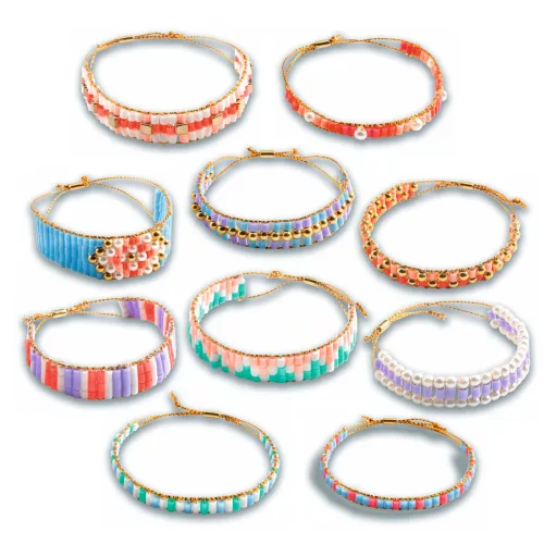 Ékszerkészítő készlet - Karkötők szövése különböző gyöngyökből - Large beads