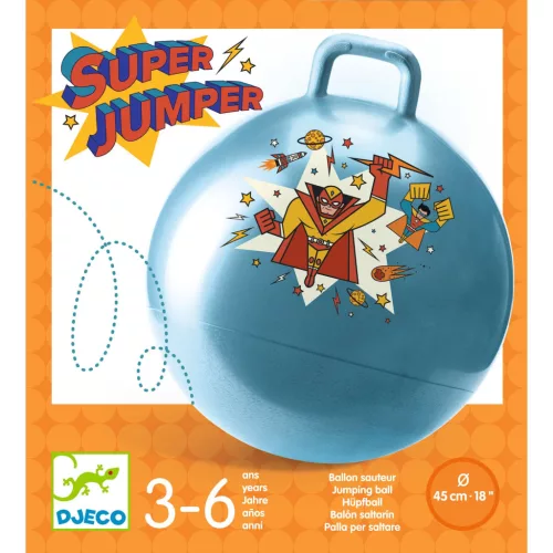 Djeco - Ugrálólabda, Ø 45 cm - Szuper hős - Super Jumper