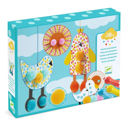 Képszínezés pöttyökkel és pompomokkal - Fenn az égen - Dots and Pompoms – In the Sky