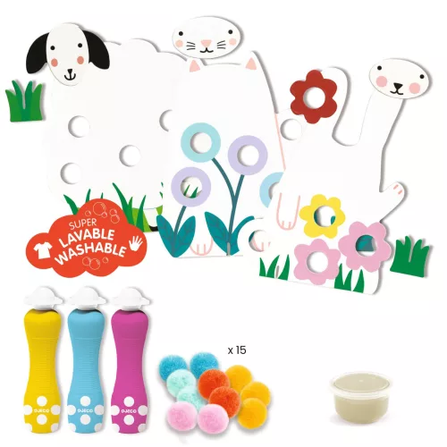 Képszínezés pöttyökkel és pompomokkal - Lenn a fűben - Dots and Pompoms – In the Grass