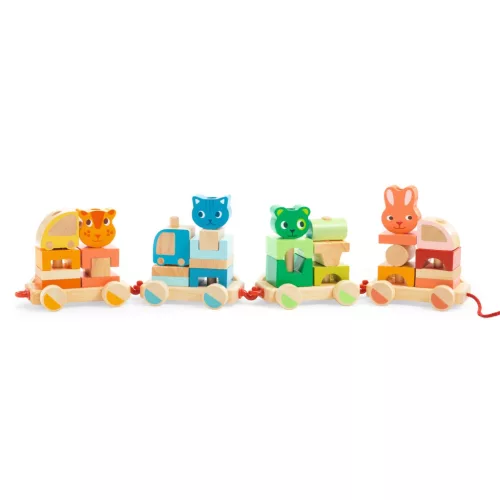 Húzható- és építőjáték - Kisvonat, 34 db-os - Créaroule, my little train