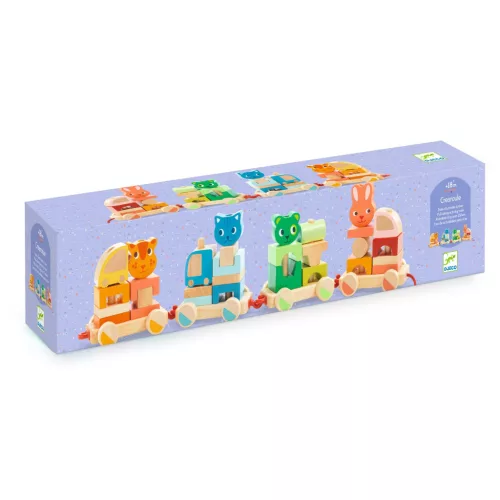 Húzható- és építőjáték - Kisvonat, 34 db-os - Créaroule, my little train