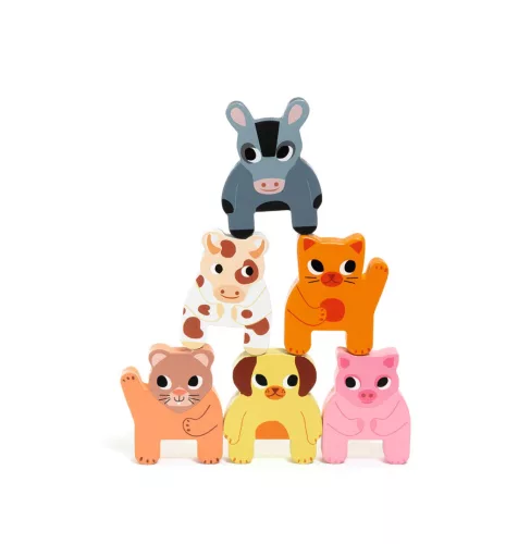 Húzható- és építőjáték - Tanyasi vonat, 4 vagon + 7 állat - Trainimo Farm