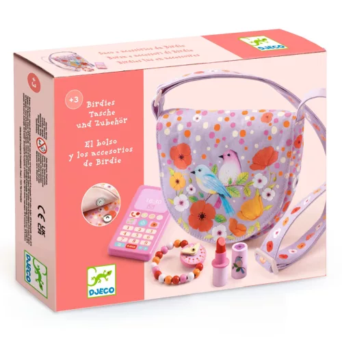 Djeco - Szerepjáték - Madárkás válltáska kiegészítőkkel - Birdie bag and accessories