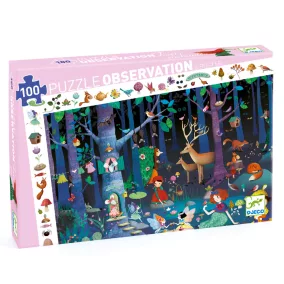   Djeco - Megfigyeltető puzzle - Elvarázsolt erdő, 100 db-os - Enchanted Forest