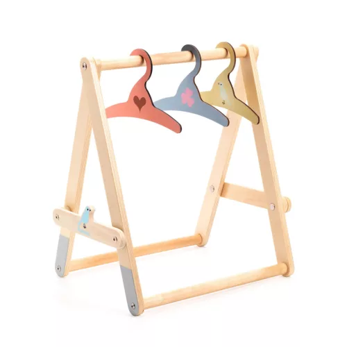 Djeco - Ruhafogas 3 vállfával - Clothes Rack and 3 hangers