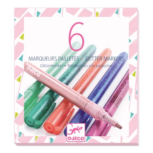 Filctoll készlet - Csillám fílctoll 6 színben - 6 glitter markers - sweet