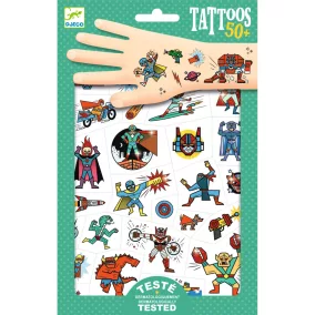   Djeco - Tetováló matricák - Szupehősök - Heroes vs villains