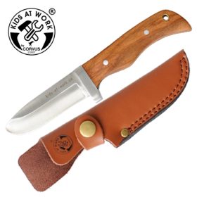 Lekerekített hegyű tőr kés, bőr védőtokkal Lekerekített hegyű tőr kés, bőr védőtokkal