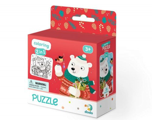 Dodo - Puzzle + Színező - Készségfejlesztő- Karácsonyi Maci