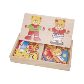 Öltöztethető macik 2-es - fa kirakós játék