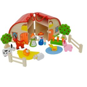 Hordozható, fa, nyitható farm (tartozékokkal)