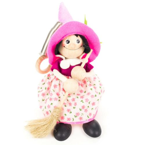 Rugós figura (boszi, rózsaszín kalappal)