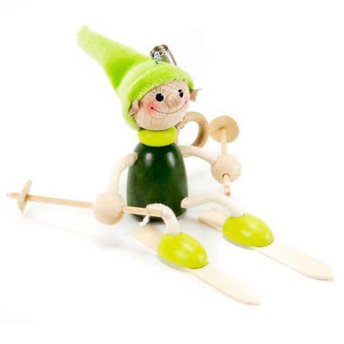 Rugós figura (síelő manó, zöld)