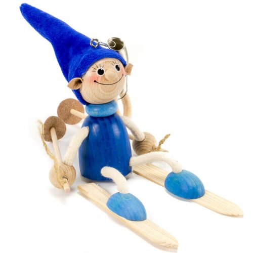 Rugós figura (síelő manó, kék)