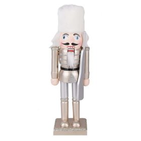 Diótörő (ezüst színű ruhában, fehér szőrme kalappal, 25 cm)   Diótörő (ezüst színű ruhában, fehér szőrme kalappal, 25 cm)