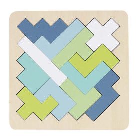 Fa tetrisz játék (négyszög, kék-zöld) Fa tetrisz játék (négyszög, kék-zöld)