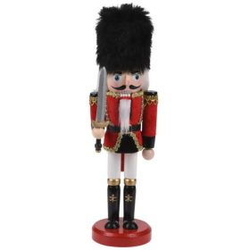 Diótörő karddal (piros ruhában, fekete szőrme kalappal, 38 cm-es)   Diótörő karddal (piros ruhában, fekete szőrme kalappal, 38 cm-es)