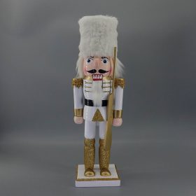 Diótörő (fehér-arany, puskával, 25 cm-es) Diótörő (fehér-arany, puskával, 25 cm-es)