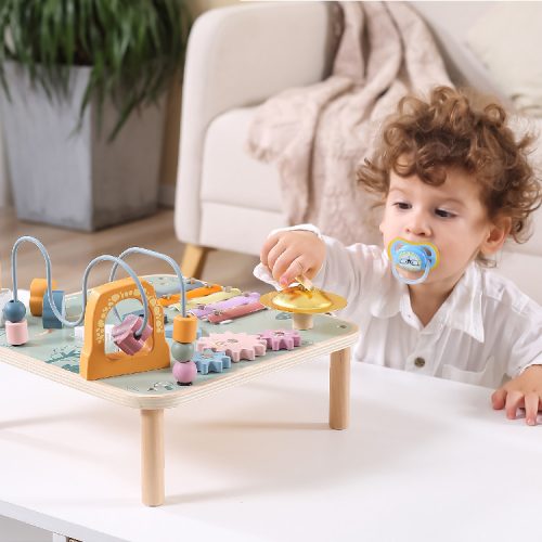 Multifunkciós aktív asztal -  fa készségfejlesztő játék