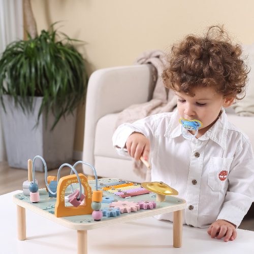 Multifunkciós aktív asztal -  fa készségfejlesztő játék
